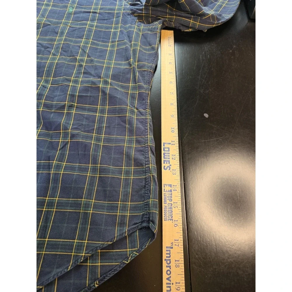 Polo Ralph Lauren Shirt Mens Large Blue Green Plaid Button Up Pony Preppy Casual